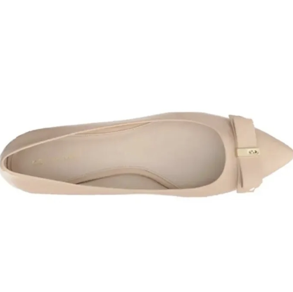 COLE HAAN Elsie Bow Skimmer Slip-on Ballet Flats Beige Leather Size 8b Nude.